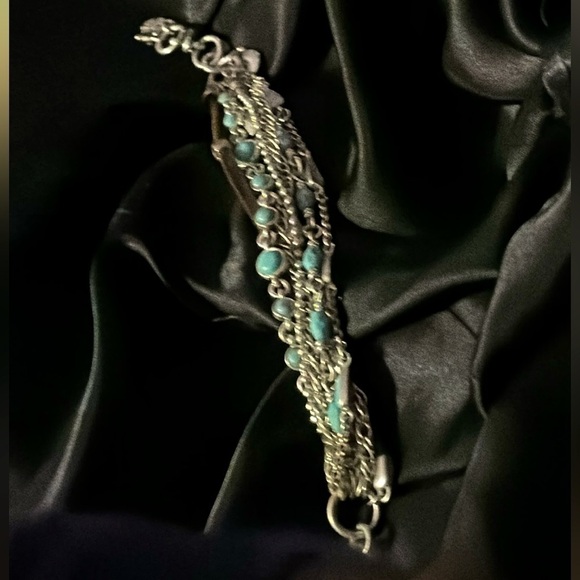 Lucky Brand Turquoise Stone Chain Leather Bracelet - Picture 5 of 6